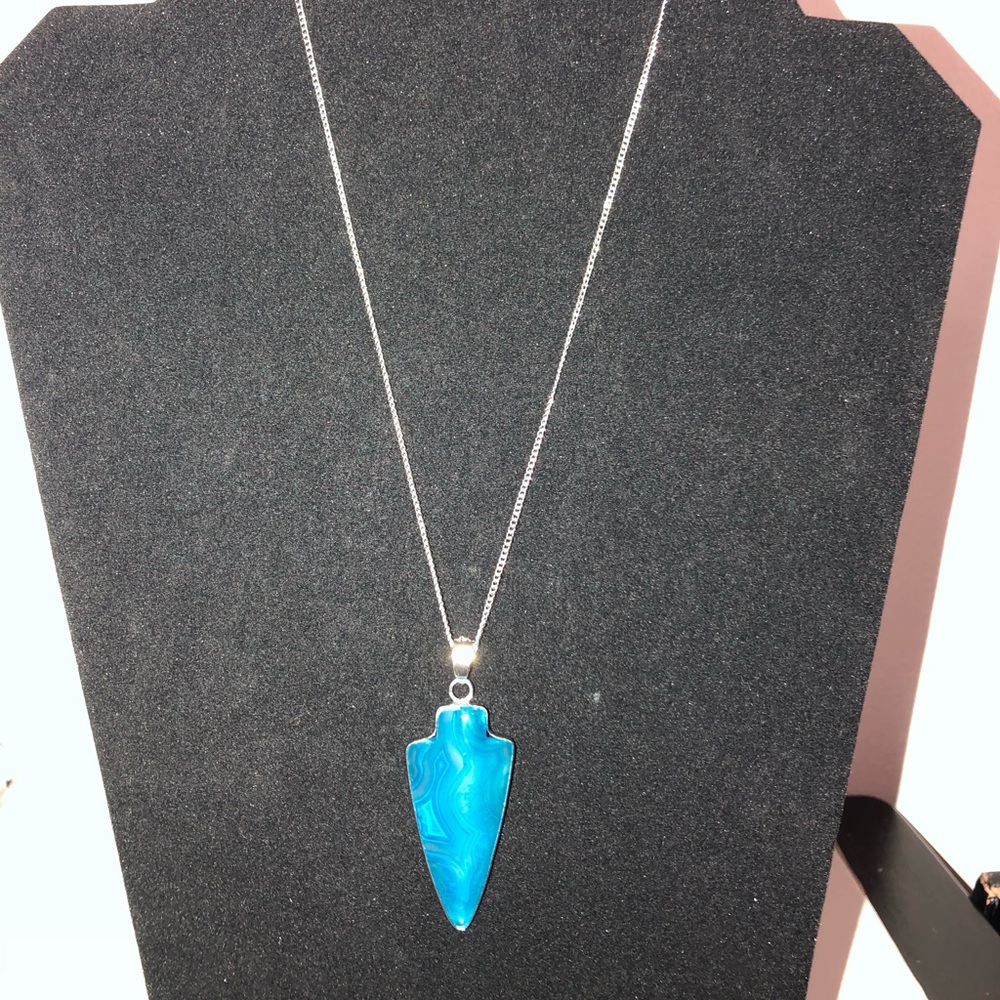 Hand made, Blue Arrow Necklace